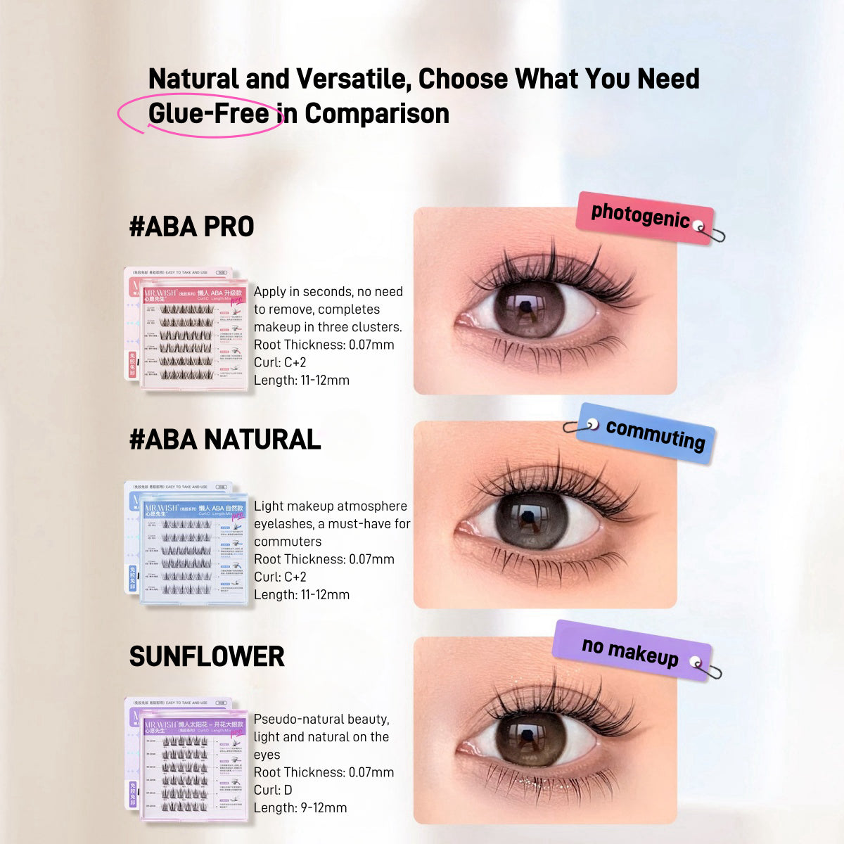 Mr. Wish 3 Steps for Lazy Girls Glue Free False Eyelashes