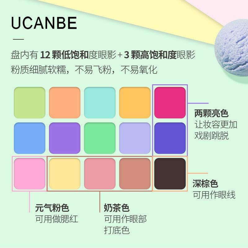 15 Colors Eyeshadow Palette Mint Candy 10.8g