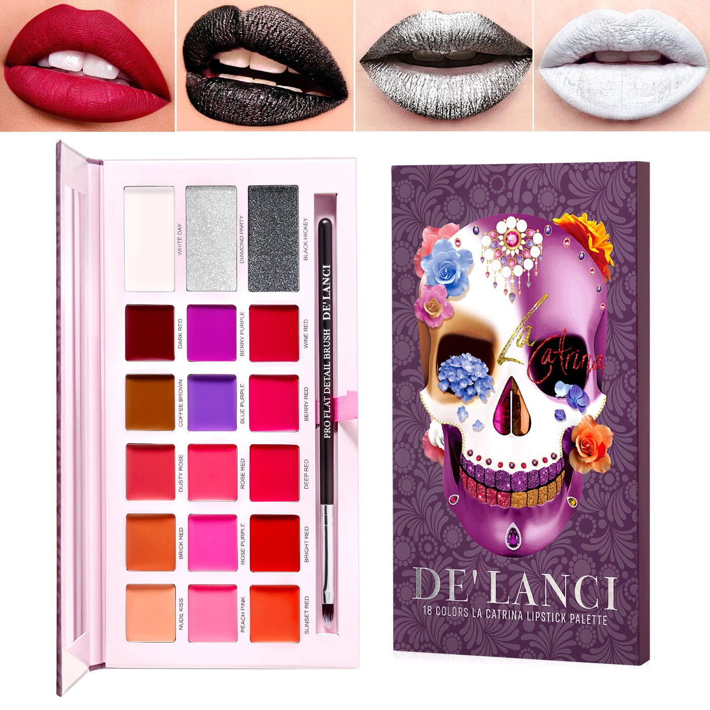 De'Lanci - 18 Colors La Catrina Lipstick Palette 16.8g