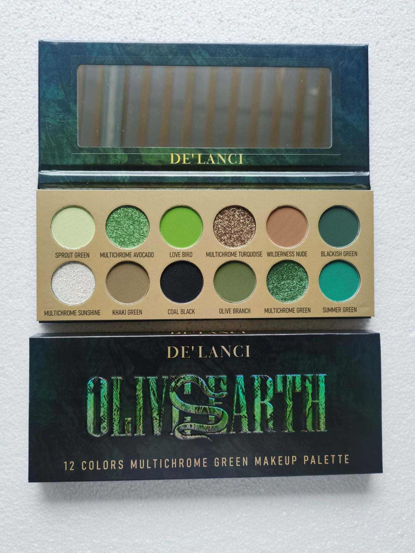 Olive Earth 12 Colors Multichrome Green Makeup Palette 18.8g