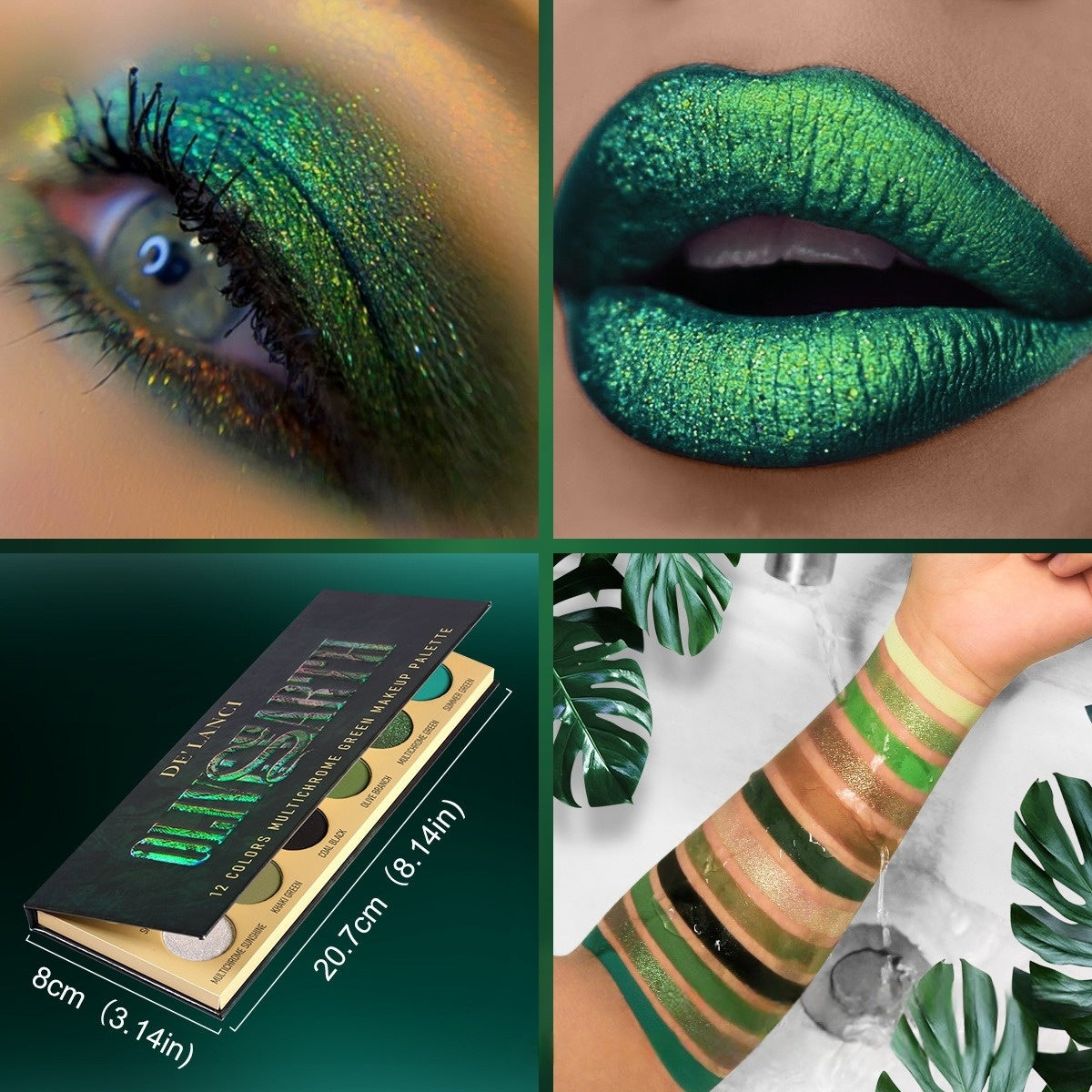 Olive Earth 12 Colors Multichrome Green Makeup Palette 18.8g