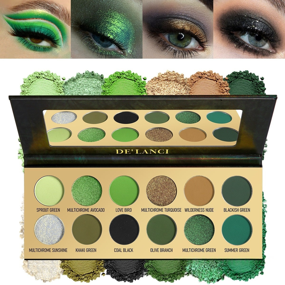 Olive Earth 12 Colors Multichrome Green Makeup Palette 18.8g