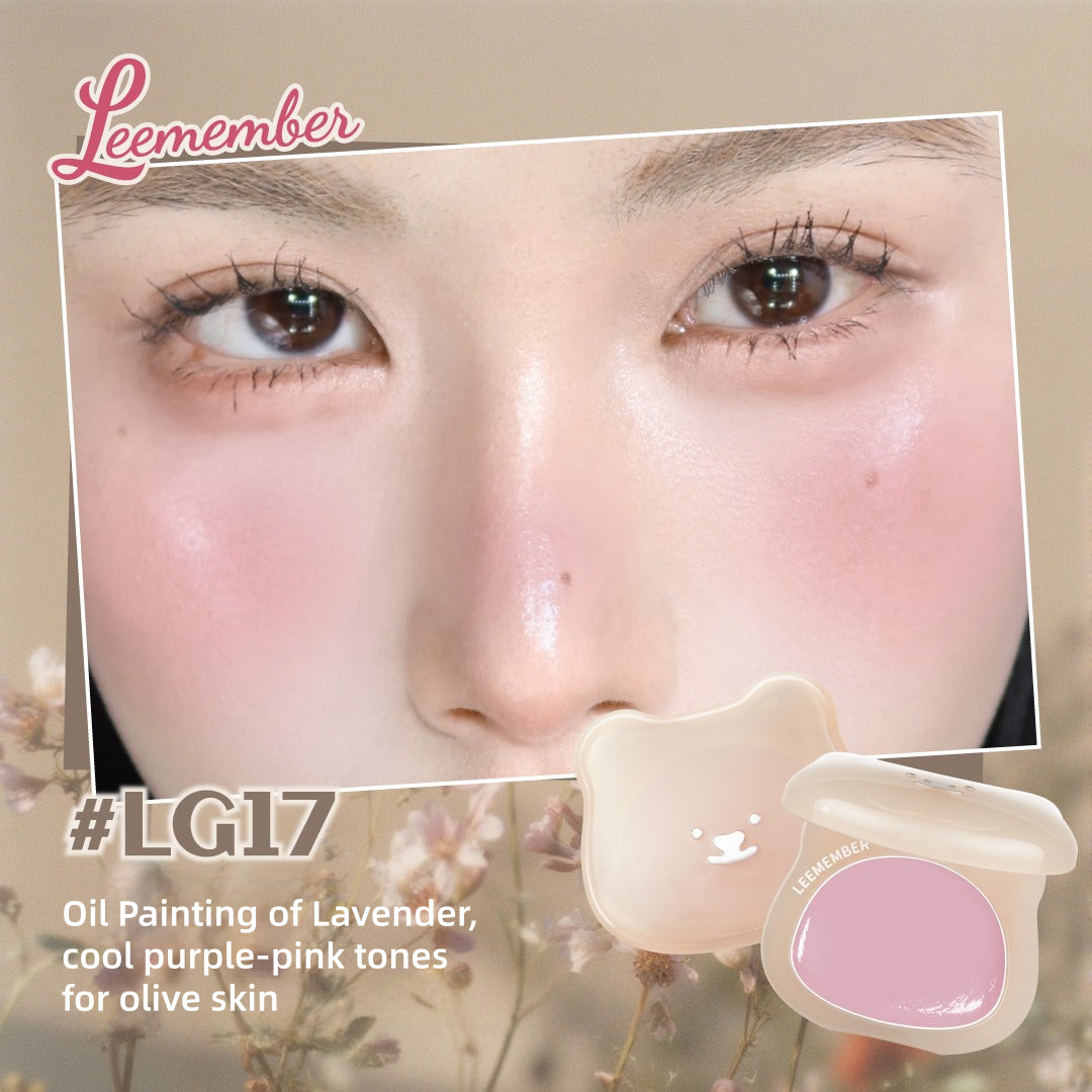 LEEMEMBER Purple Floral Bear Hydrating Cream Blush 4g