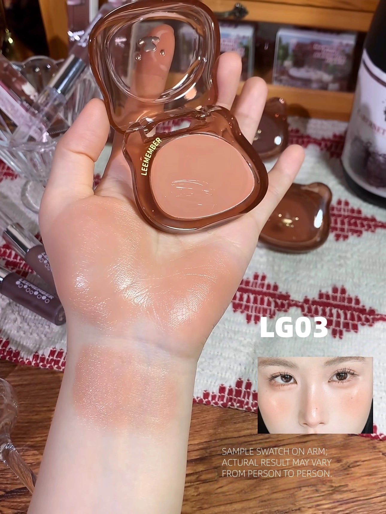 LEEMEMBER - Purple Floral Bear Hydrating Cream Blush 4g